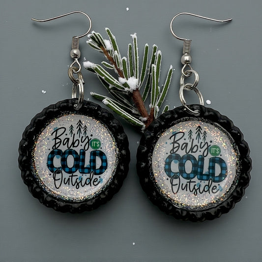 “Baby it’s Cold Outside” Bottle Cap Earrings