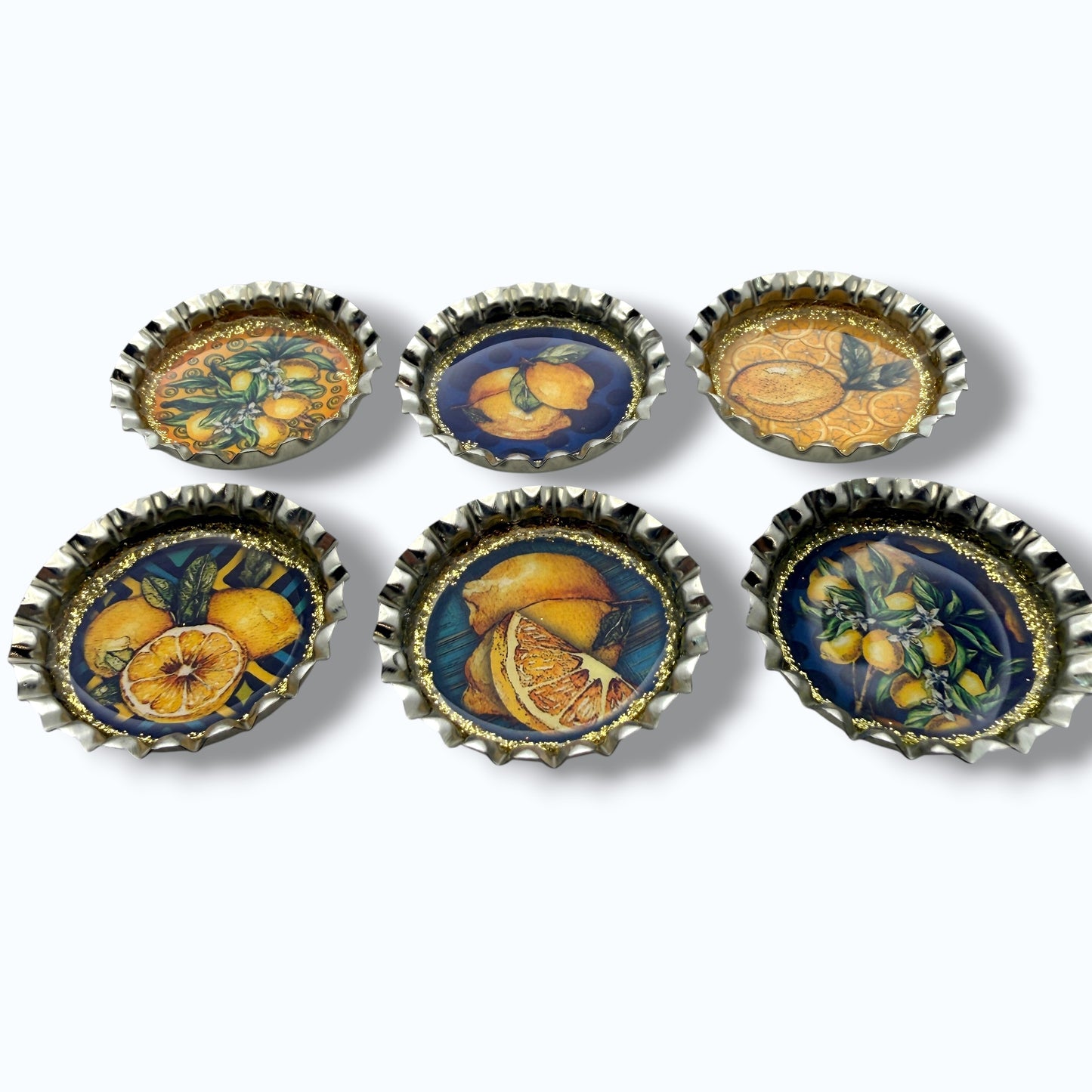 Amalfi Coast Lemon Bottle Cap Magnets