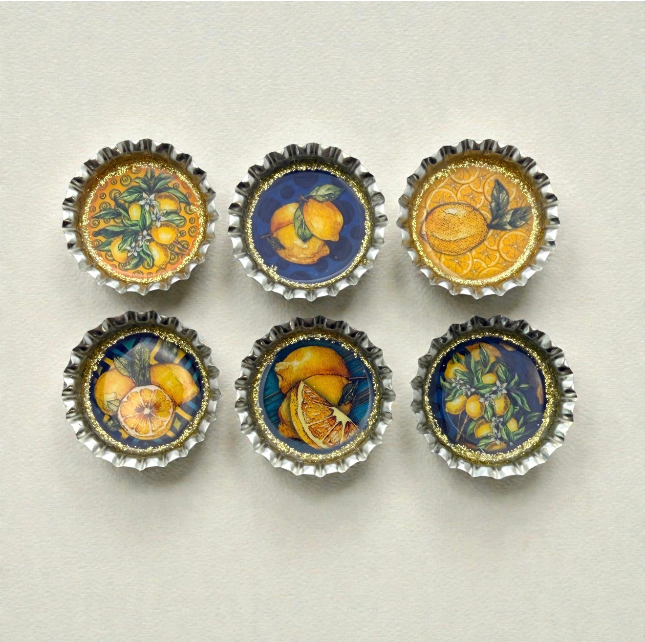 Amalfi Coast Lemon Bottle Cap Magnets