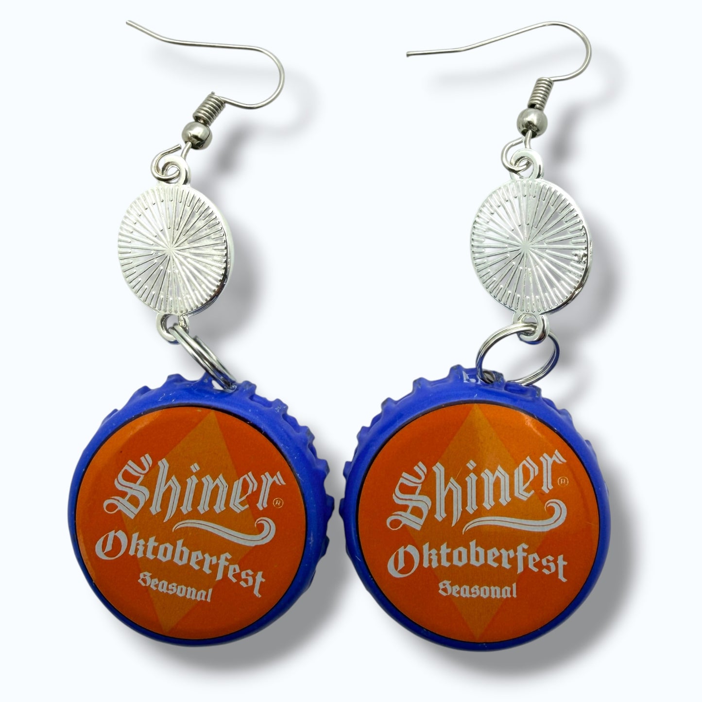 Upcycled Route 66 Shiner Bock Oktoberfest Beer Cap Earrings