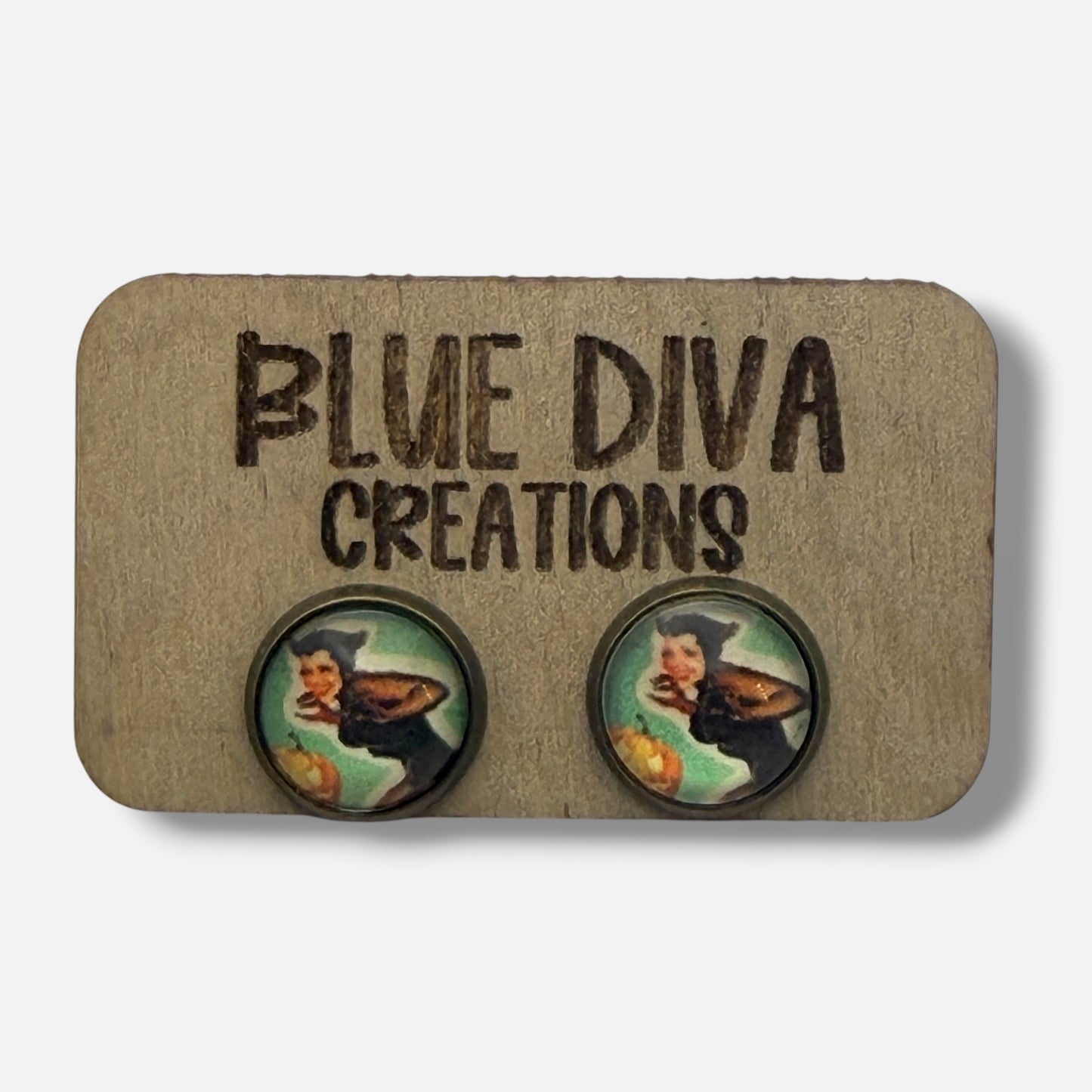 Retro Halloween Pinup 12mm Pumpkin Earrings