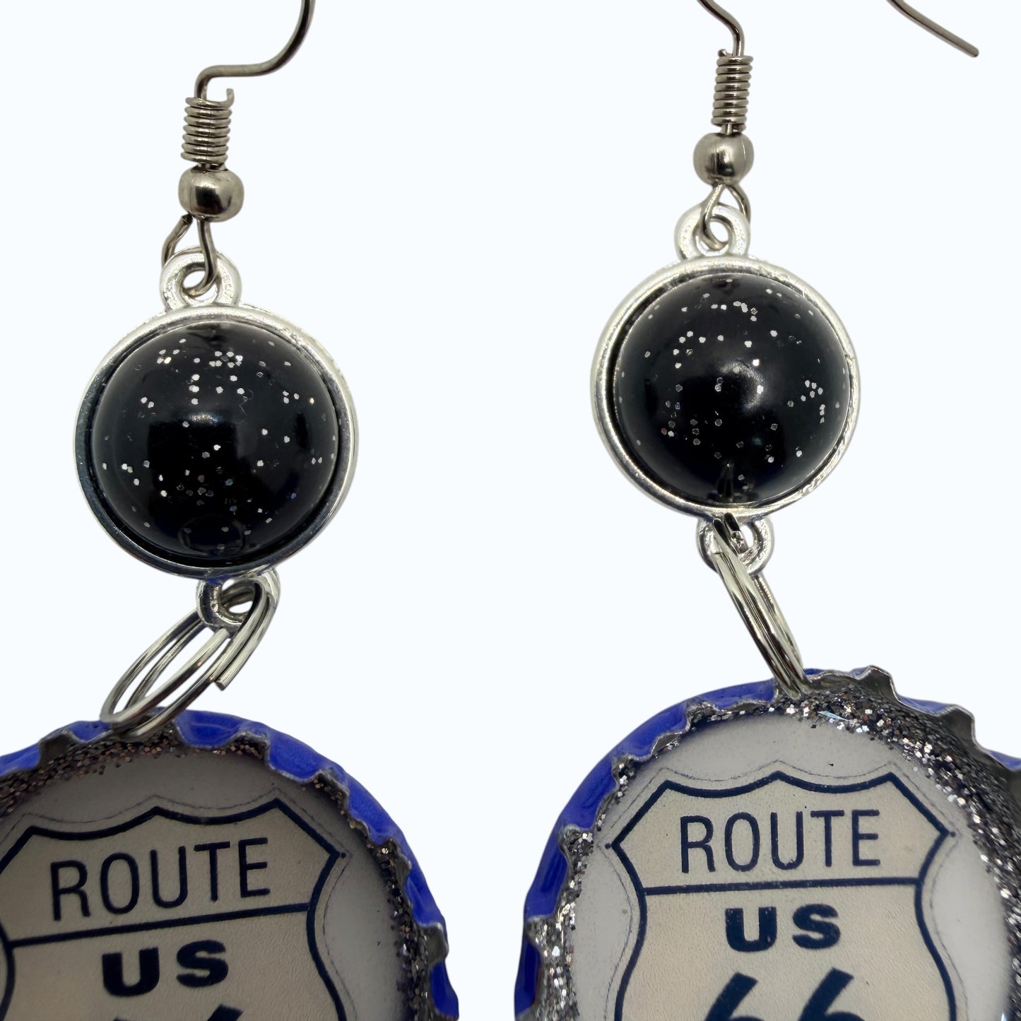 Upcycled Route 66 Shiner Bock Oktoberfest Beer Cap Earrings