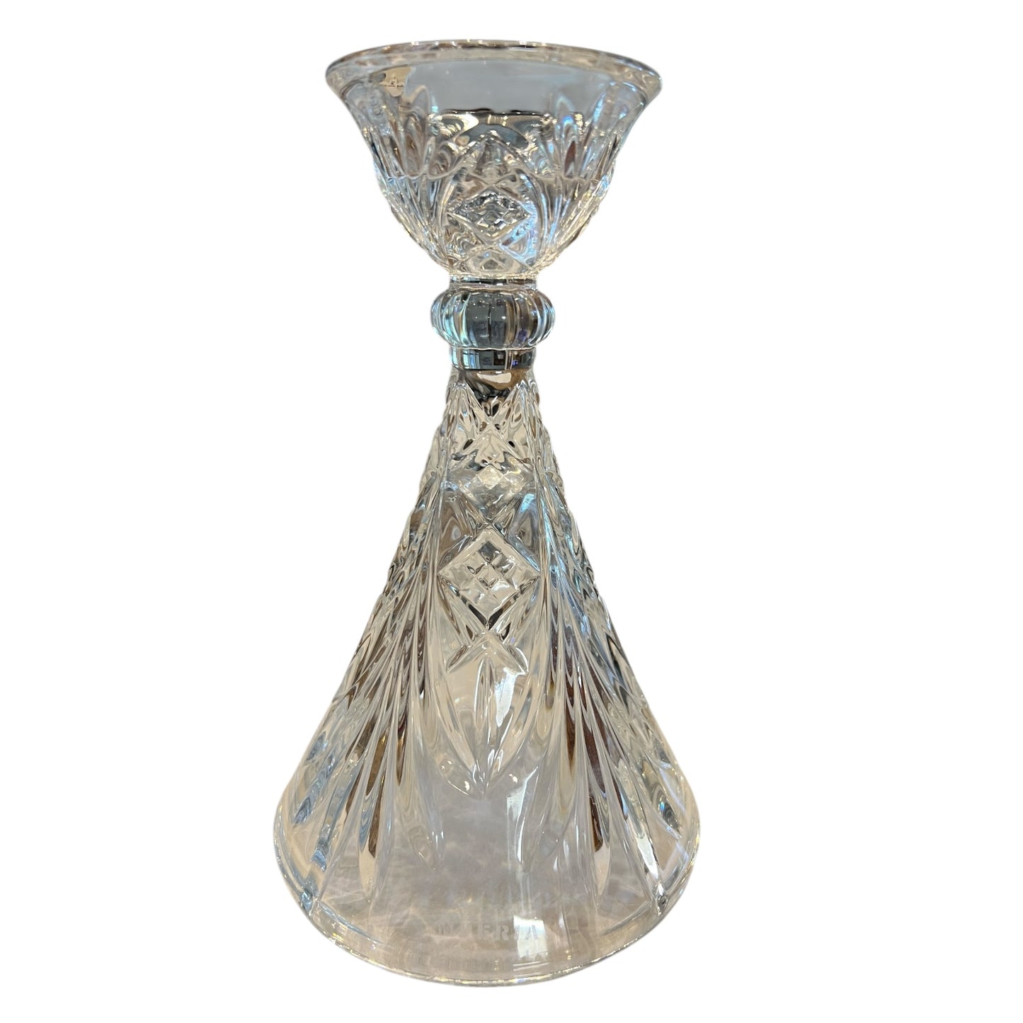 Imperial Crystal Vintage 24% Lead Crystal Faceted Candle Holder Czech Republic