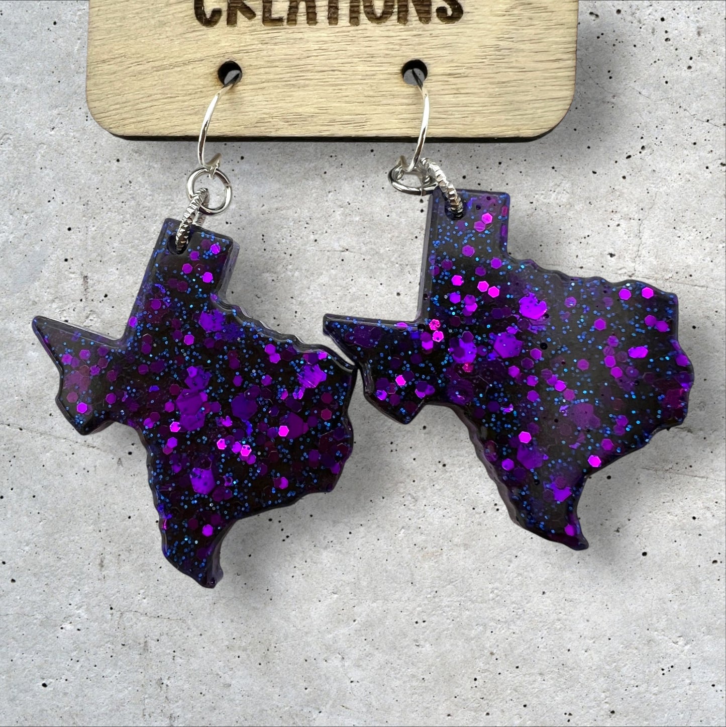 Purple Holographic Glitter Texas Earrings