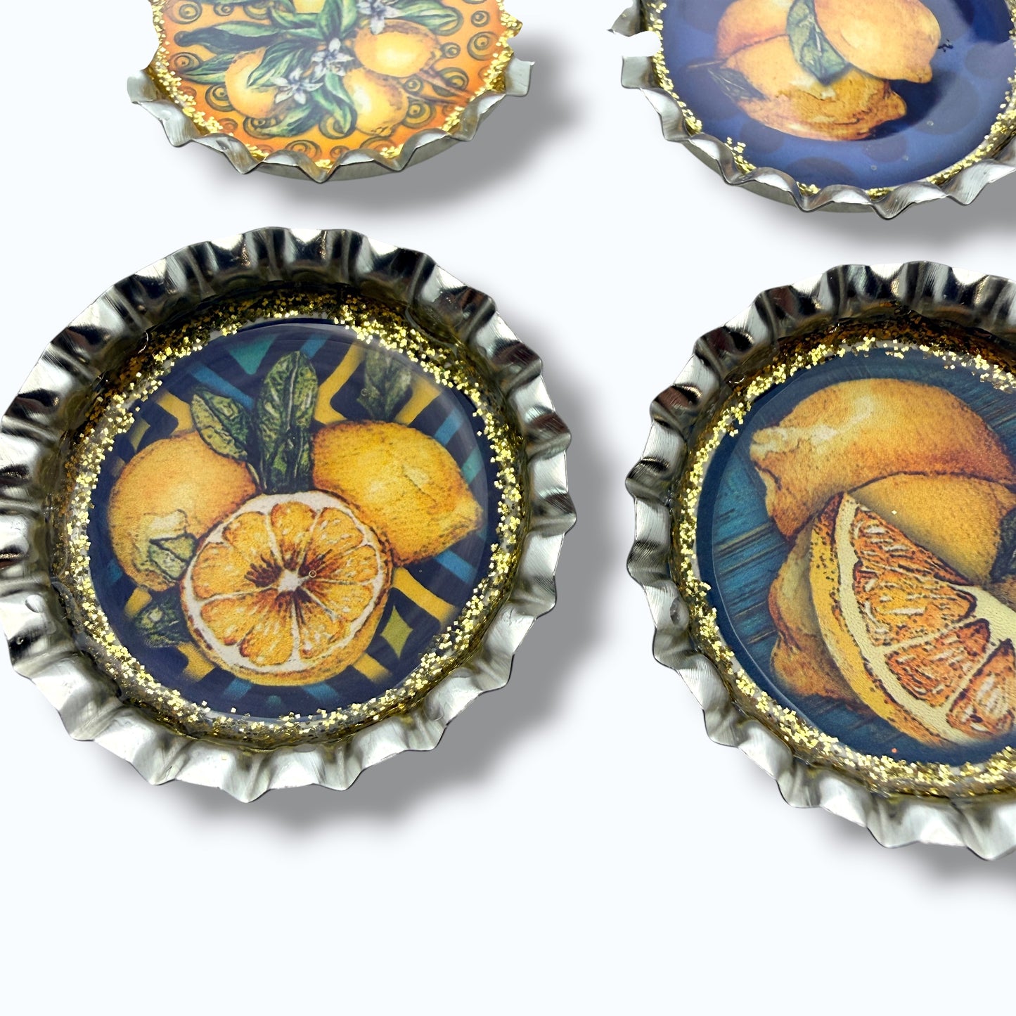 Amalfi Coast Lemon Bottle Cap Magnets