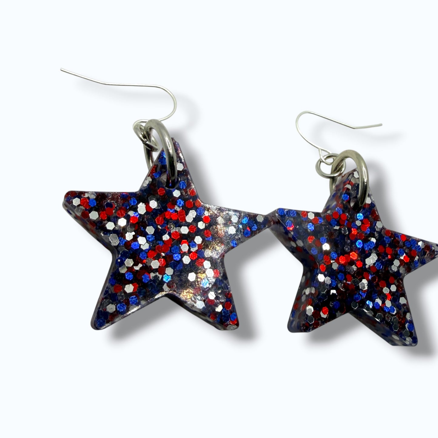 Patriotic Glitter Star Earrings