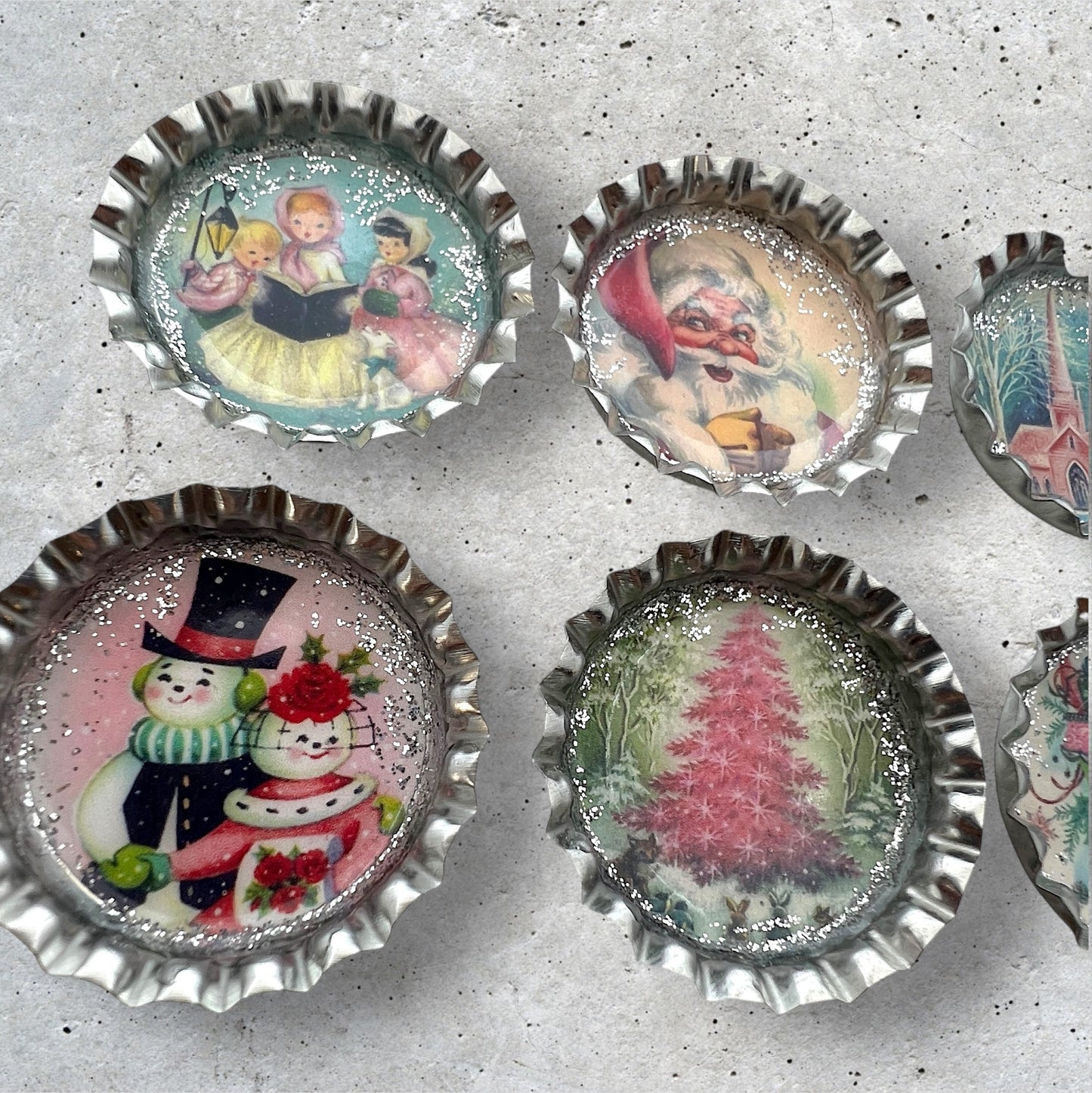 Retro Vintage Christmas Magnet Set