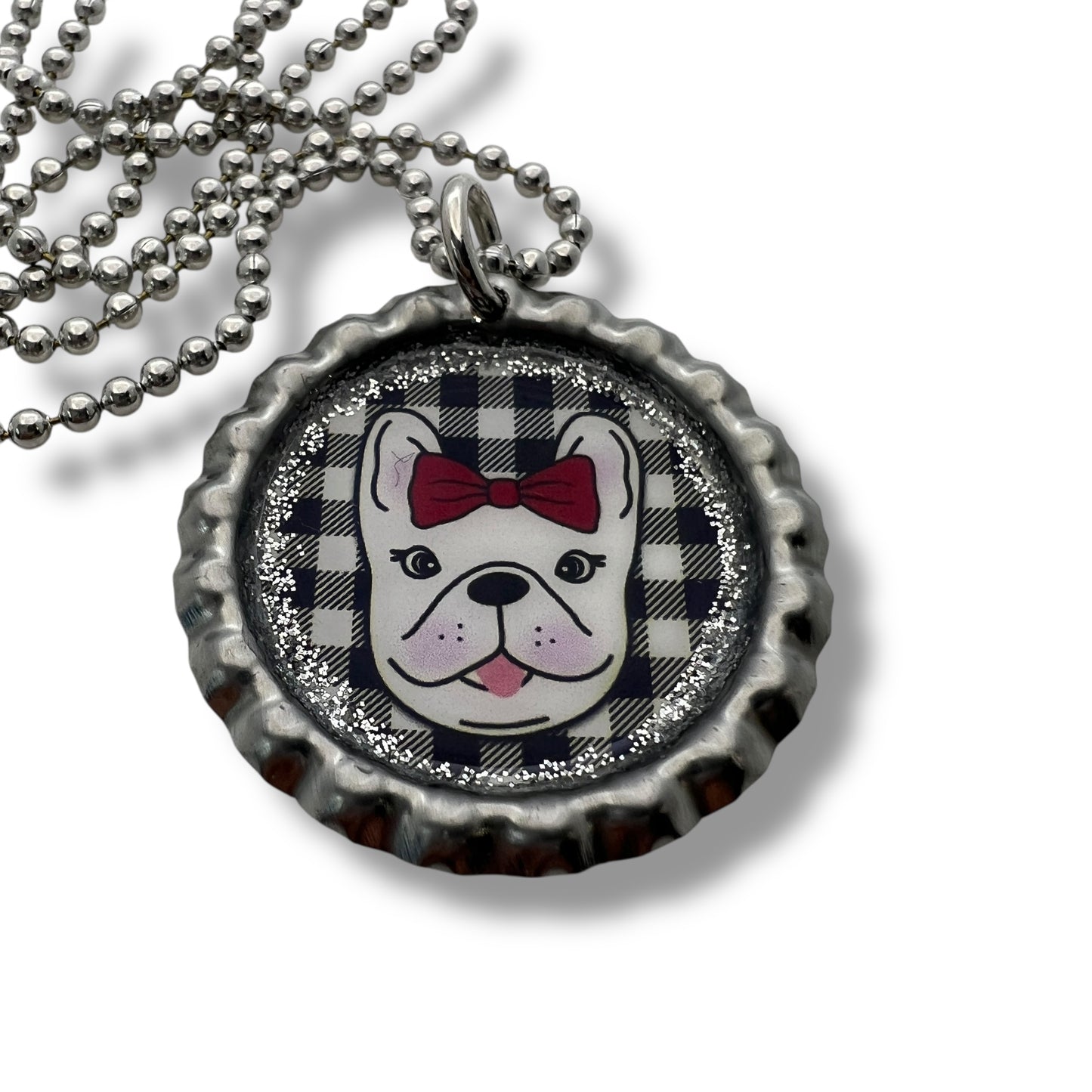 French Bulldog Bottle Cap Necklace