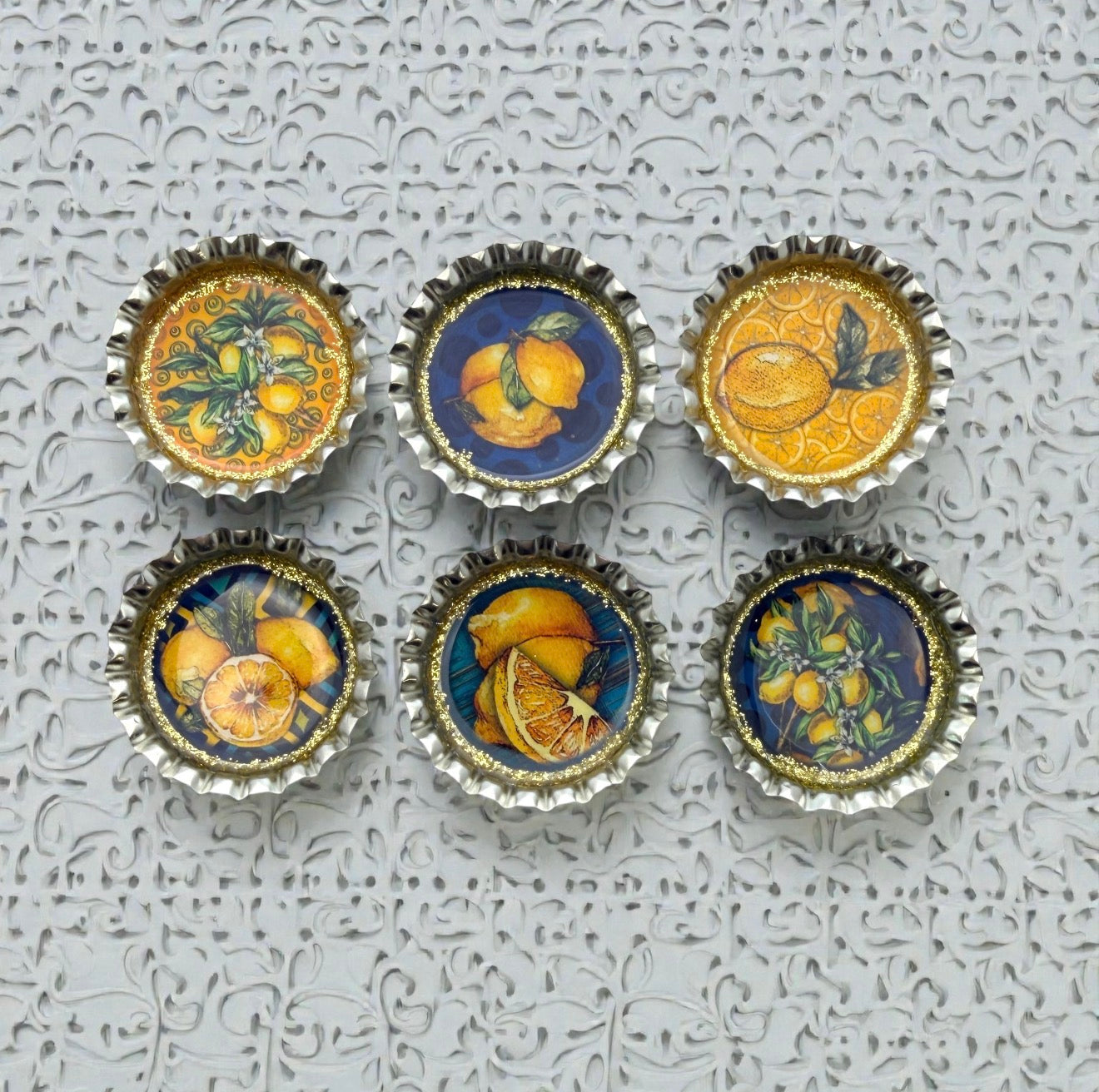 Amalfi Coast Lemon Bottle Cap Magnets