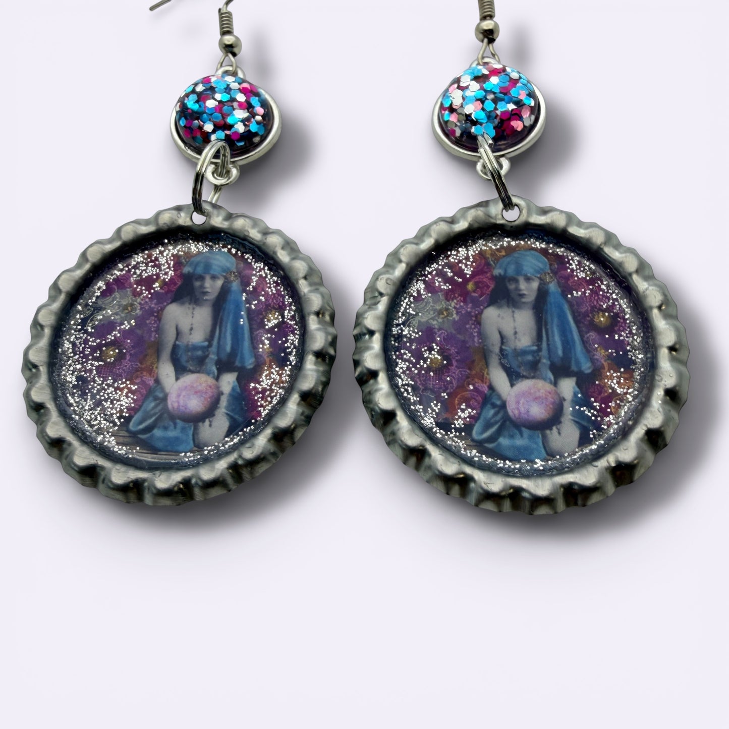 Mystic Fortune Teller Bottle Cap Earrings