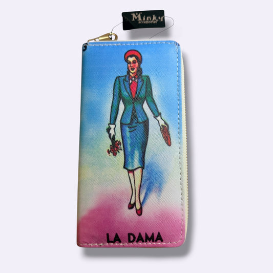 Mexican Bingo Lady Zip Around Wallet