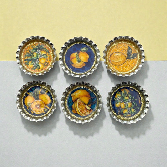 Amalfi Coast Lemon Bottle Cap Magnets