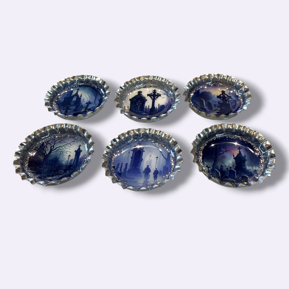 Gothic Cemetery Bottle Cap Magnets