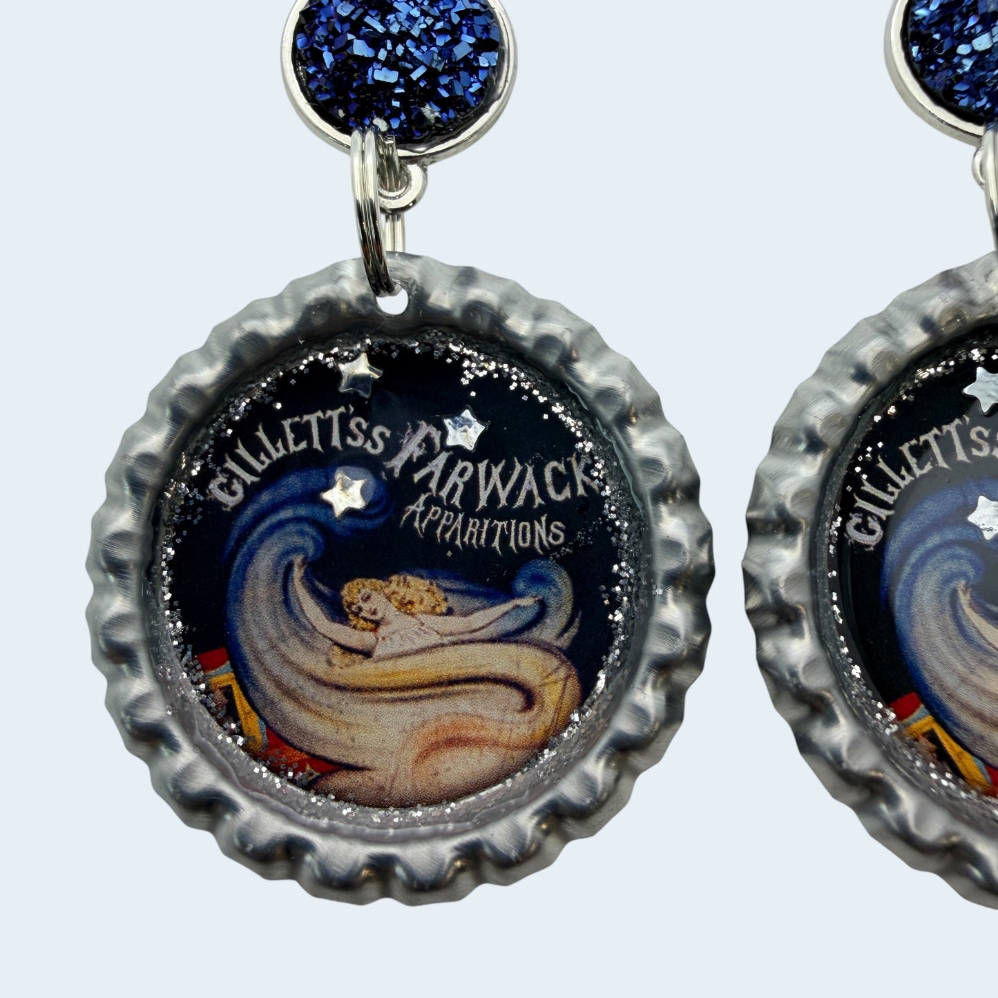 Gothic Circus Bottle Cap Earrings