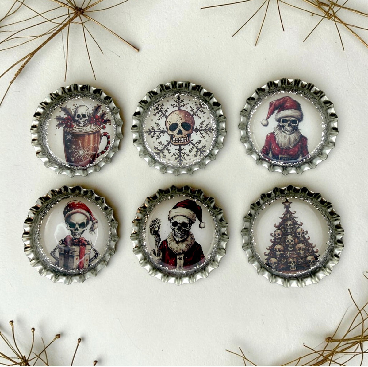 Gothic Christmas Skull Magnets