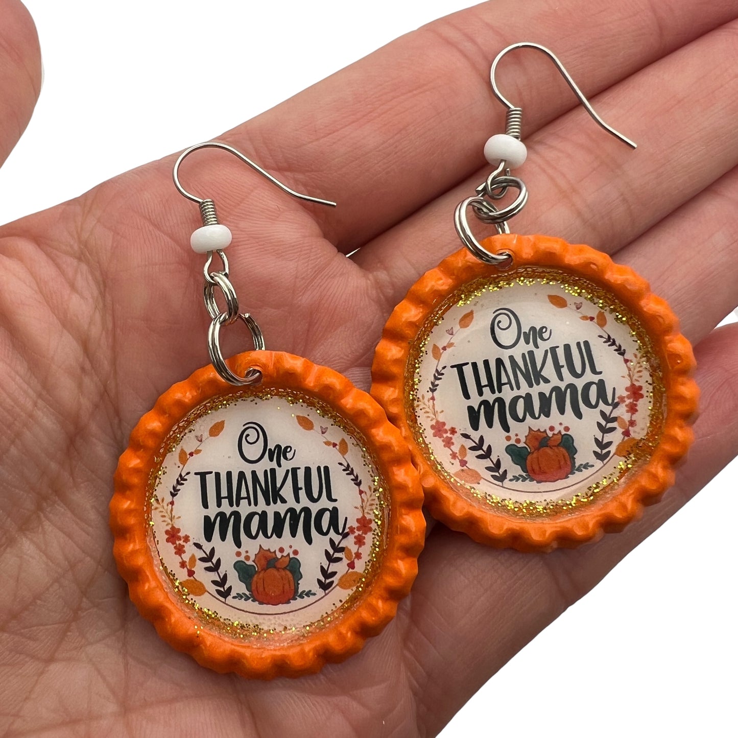 One Thankful Mama Bottle Cap Earrings
