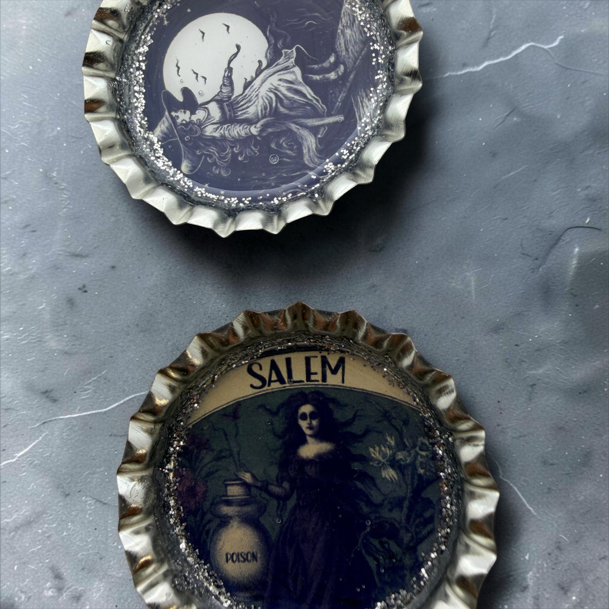 Salem Witchcraft Bottle Cap Magnet Set