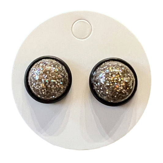 Champagne Glitter Post 12mm Mini Earrings