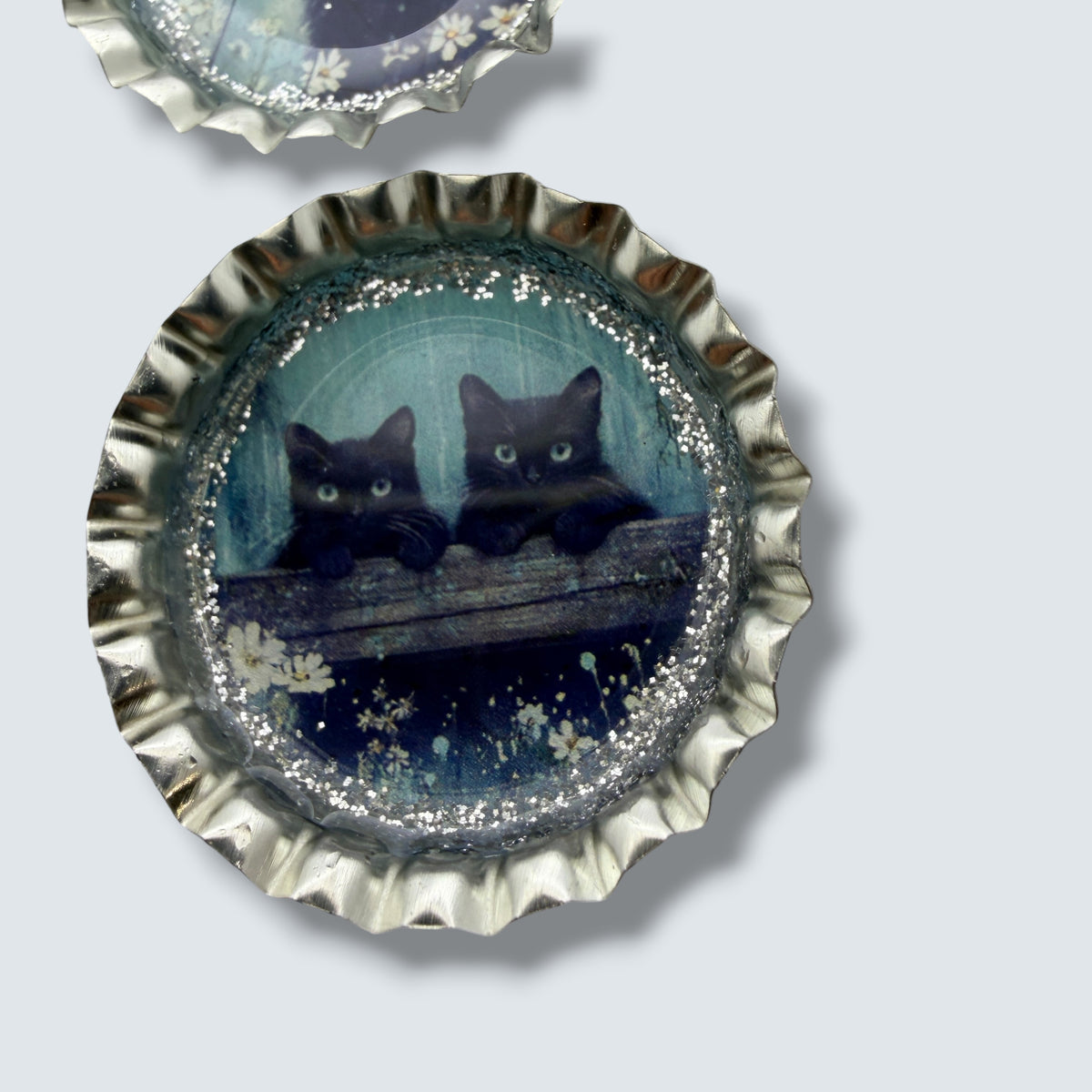 Vintage Black Cat Bottle Cap Magnets