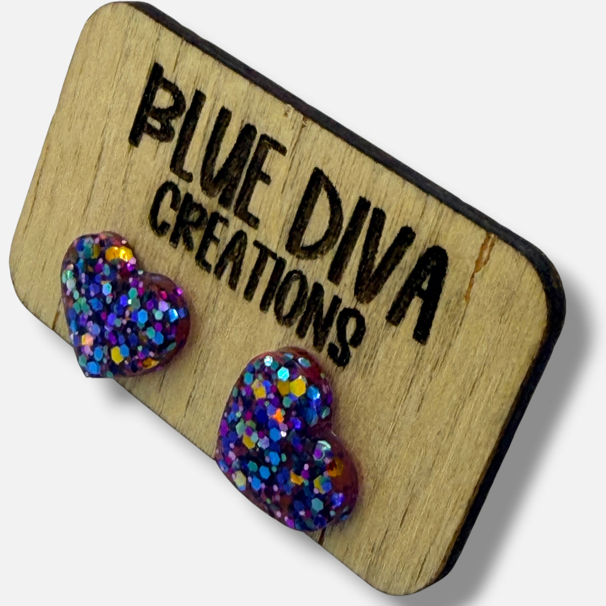 Rainbow Multicolor Glitter Heart Stud Earrings