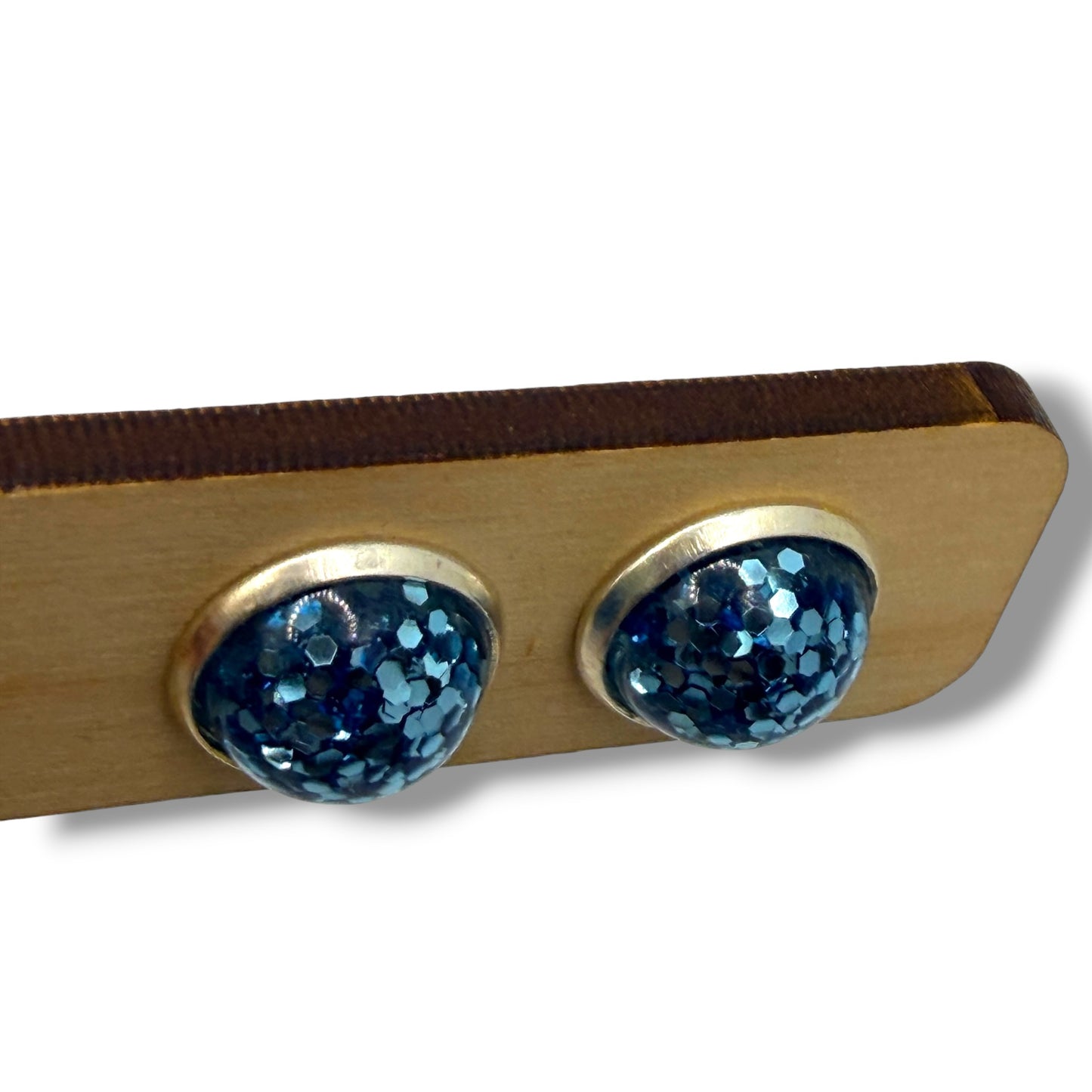 Light Blue Glitter Resin Stud 12mm Earrings
