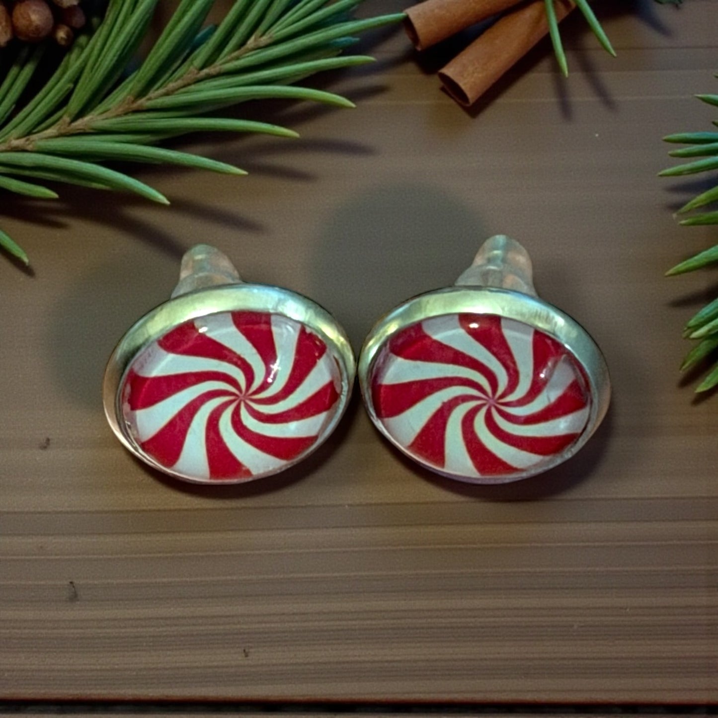 Peppermint Swirl Stud Earrings