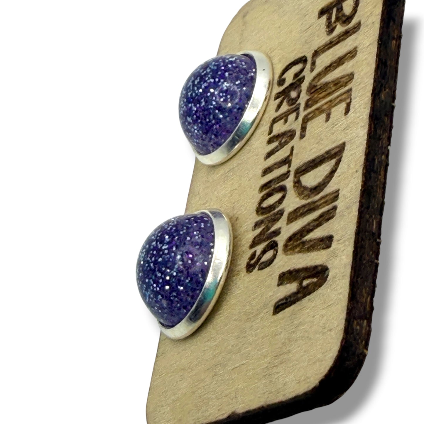 Blue & Purple Glitter Stud 12mmEarrings