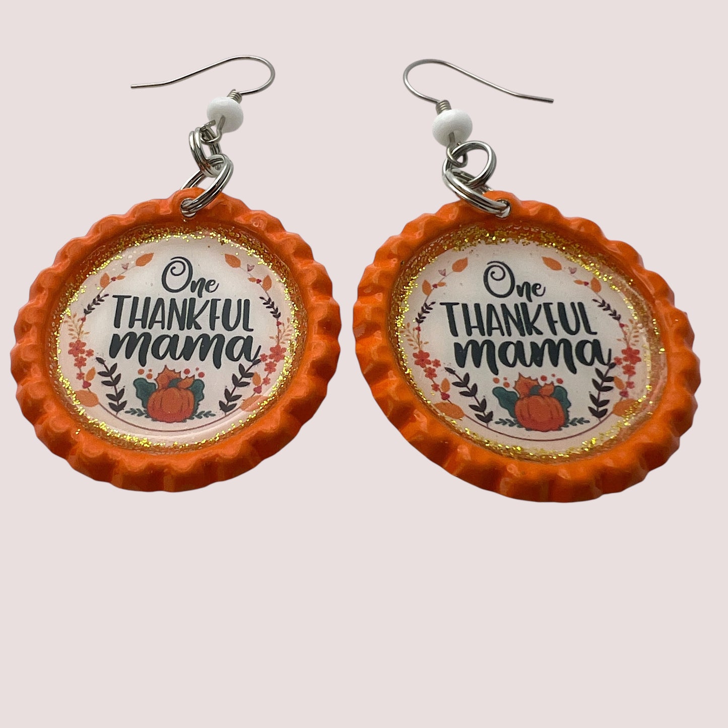 One Thankful Mama Bottle Cap Earrings
