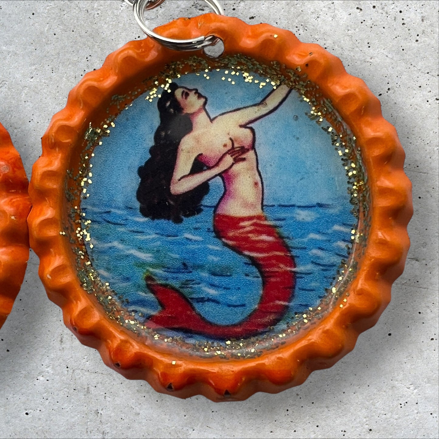 La Sirena Mexican Loteria Bottle Cap Earrings