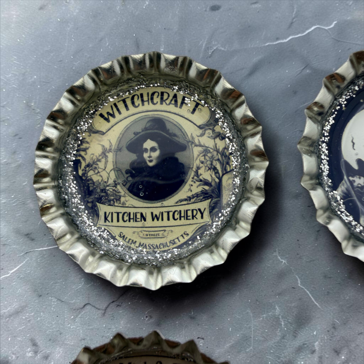 Salem Witchcraft Bottle Cap Magnet Set
