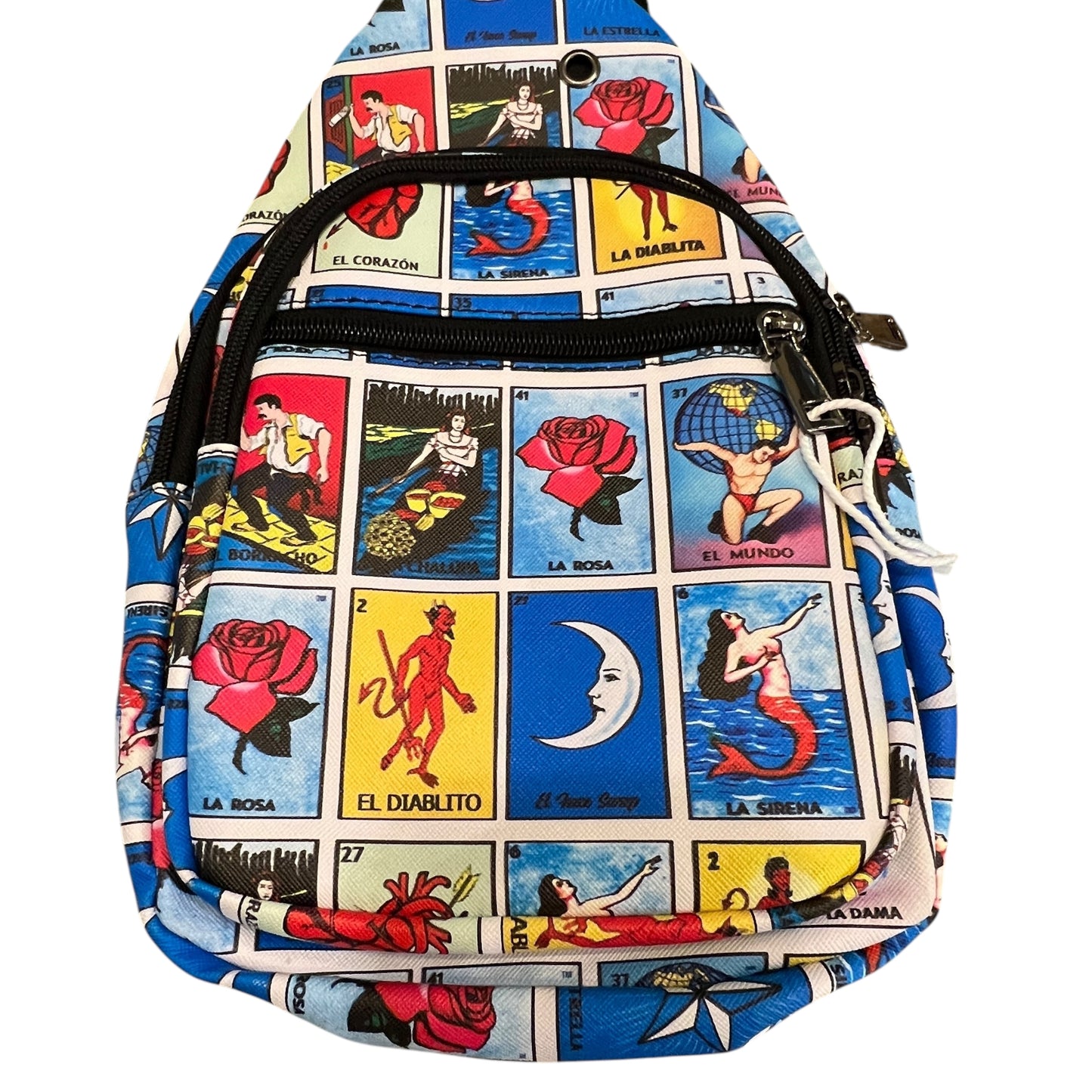 Vibrant Mexican Loteria Sling Bag, Handsfree Travel Everyday Unisex Backpack