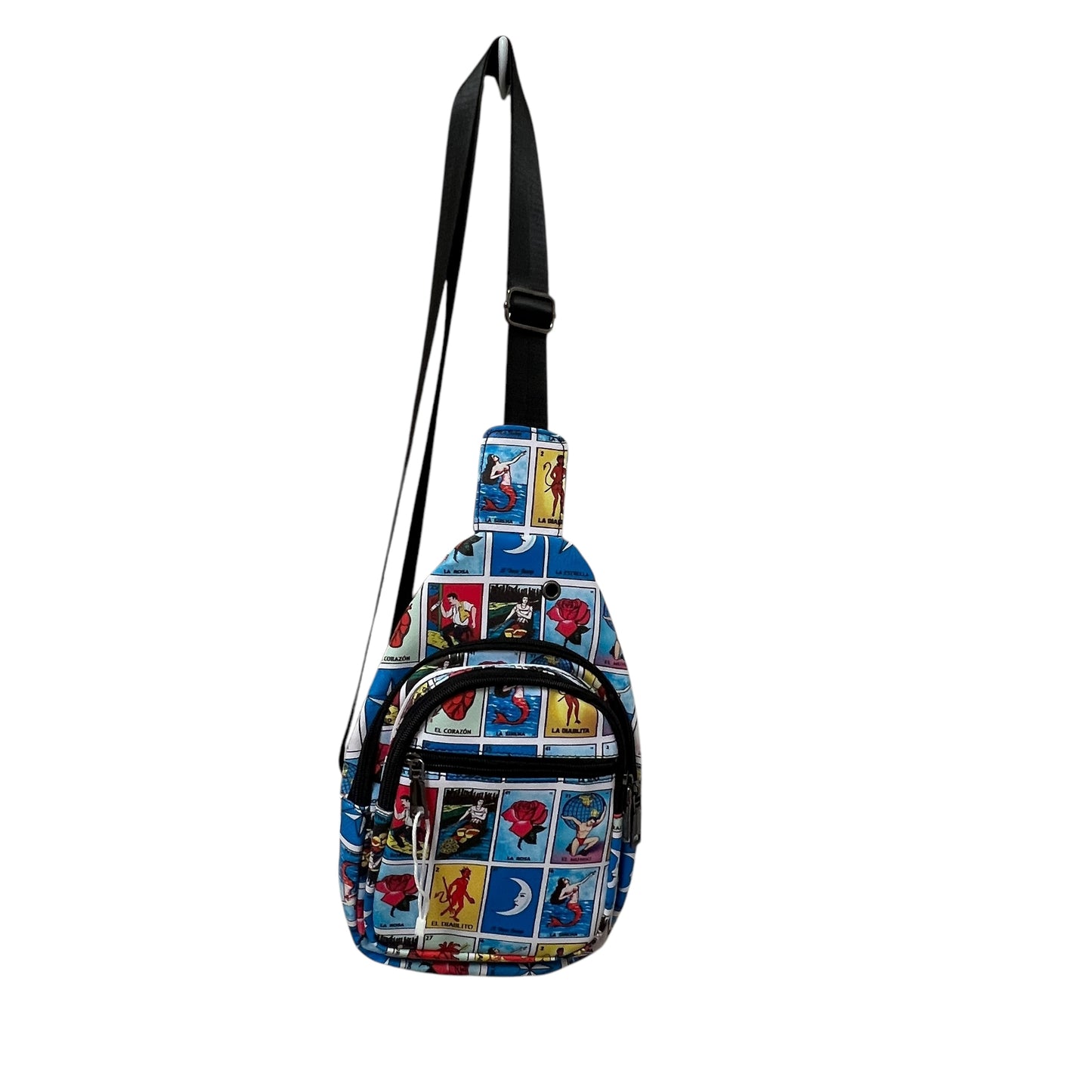 Vibrant Mexican Loteria Sling Bag, Handsfree Travel Everyday Unisex Backpack