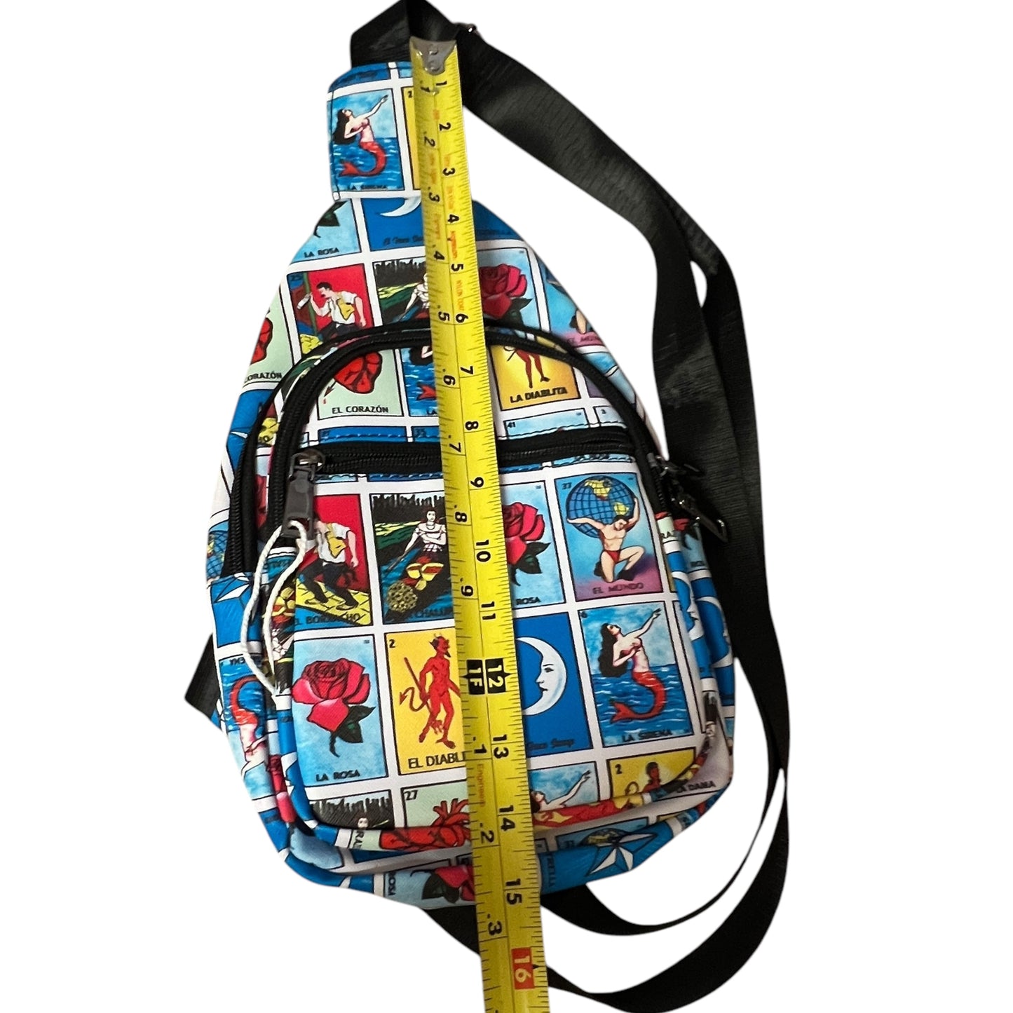 Vibrant Mexican Loteria Sling Bag, Handsfree Travel Everyday Unisex Backpack