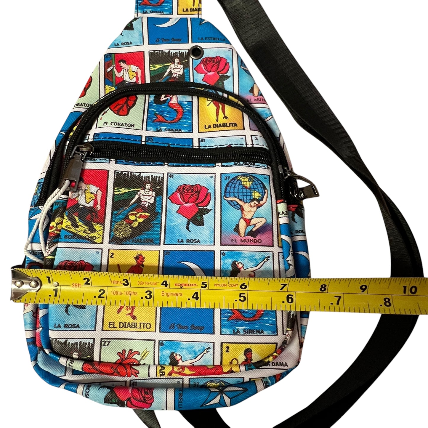 Vibrant Mexican Loteria Sling Bag, Handsfree Travel Everyday Unisex Backpack