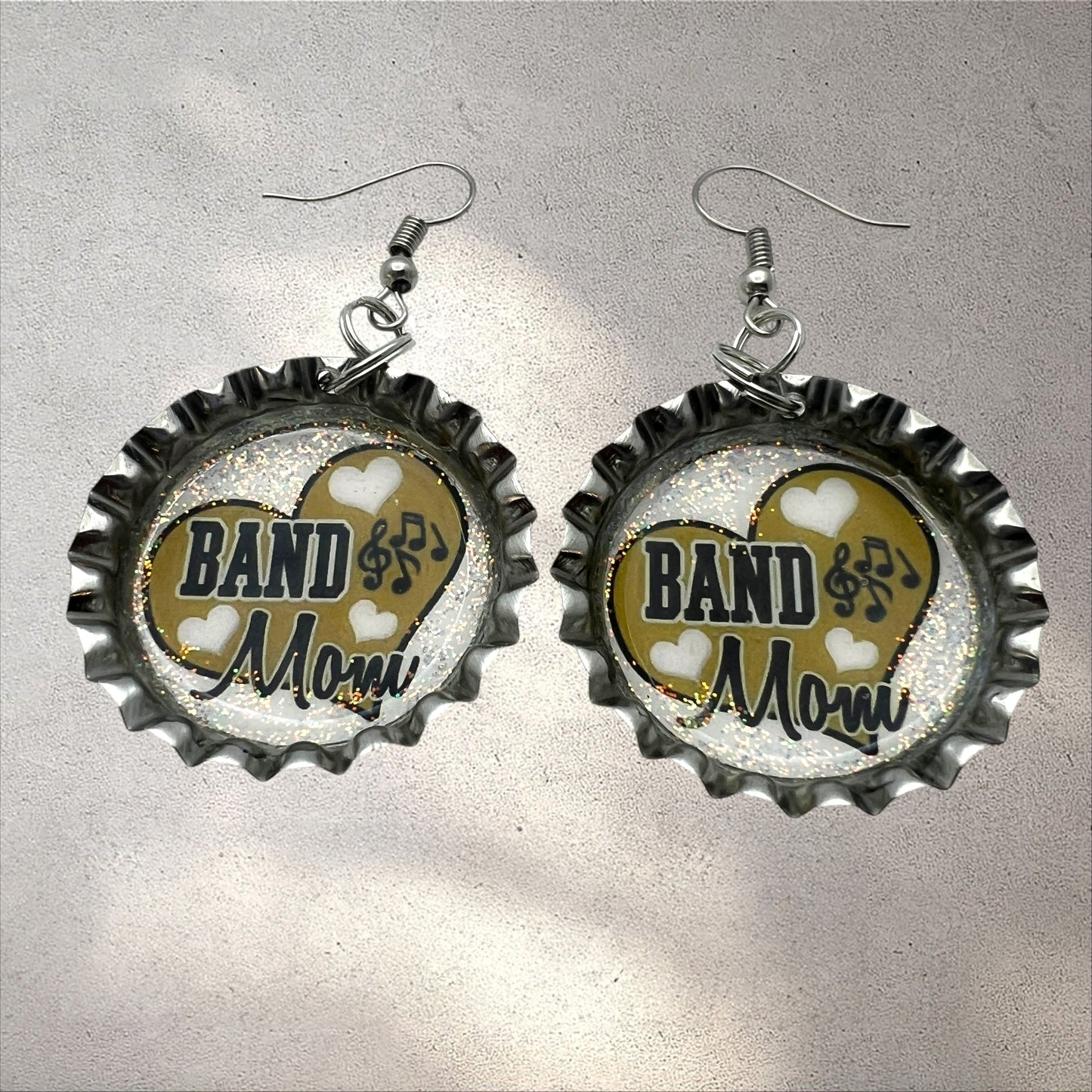 Gold Band Mom Bottle Cap Earrings