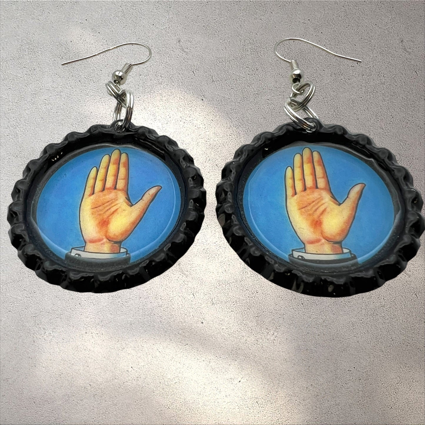 “La Mano” Bottle Cap Earrings