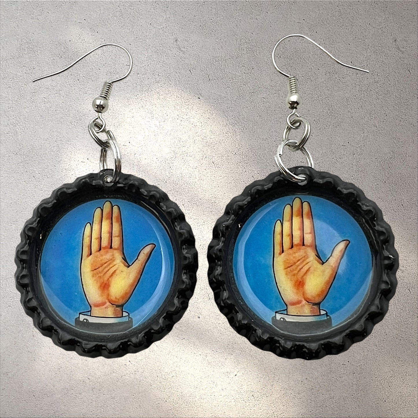 “La Mano” Bottle Cap Earrings