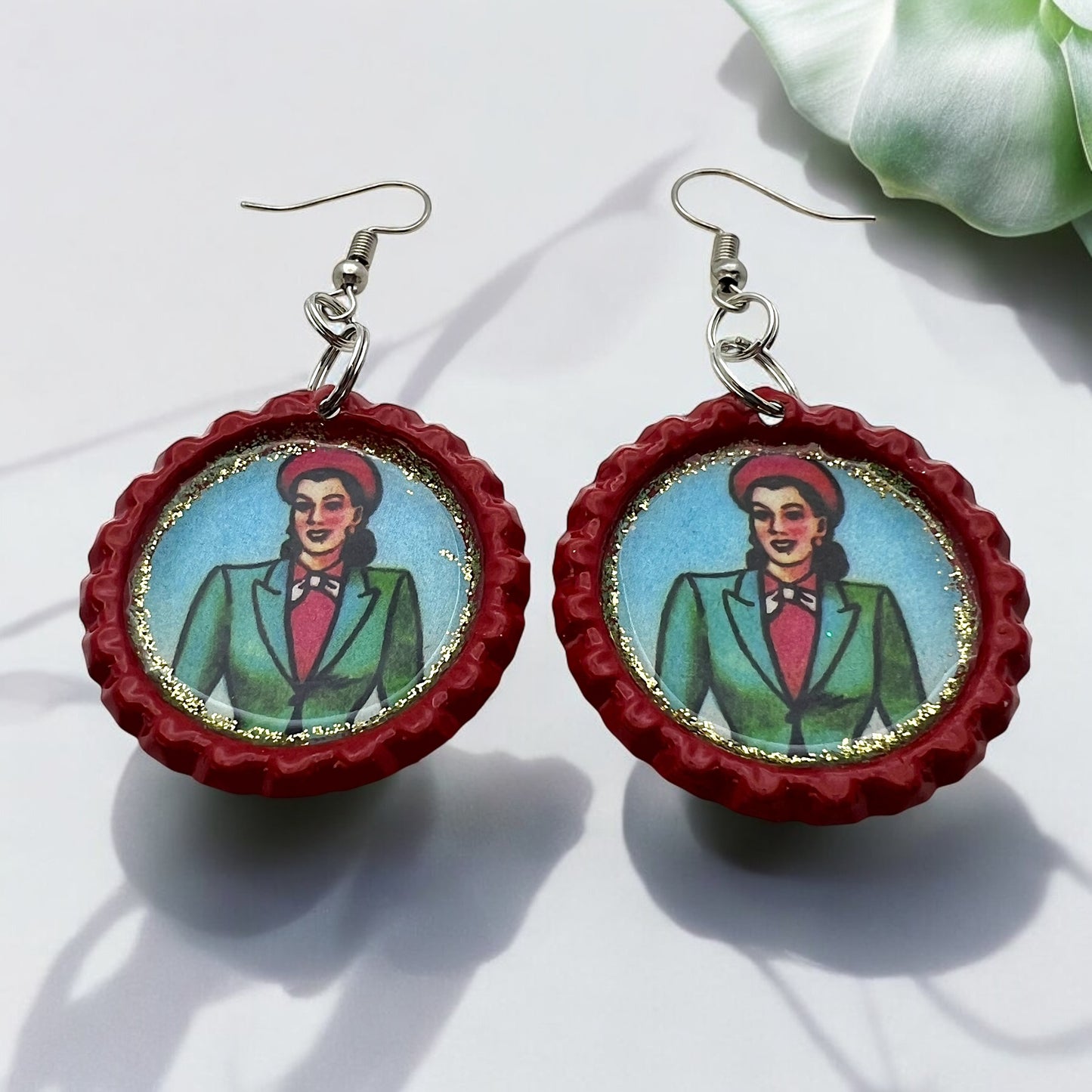 “La Dama” Bottle Cap Earrings