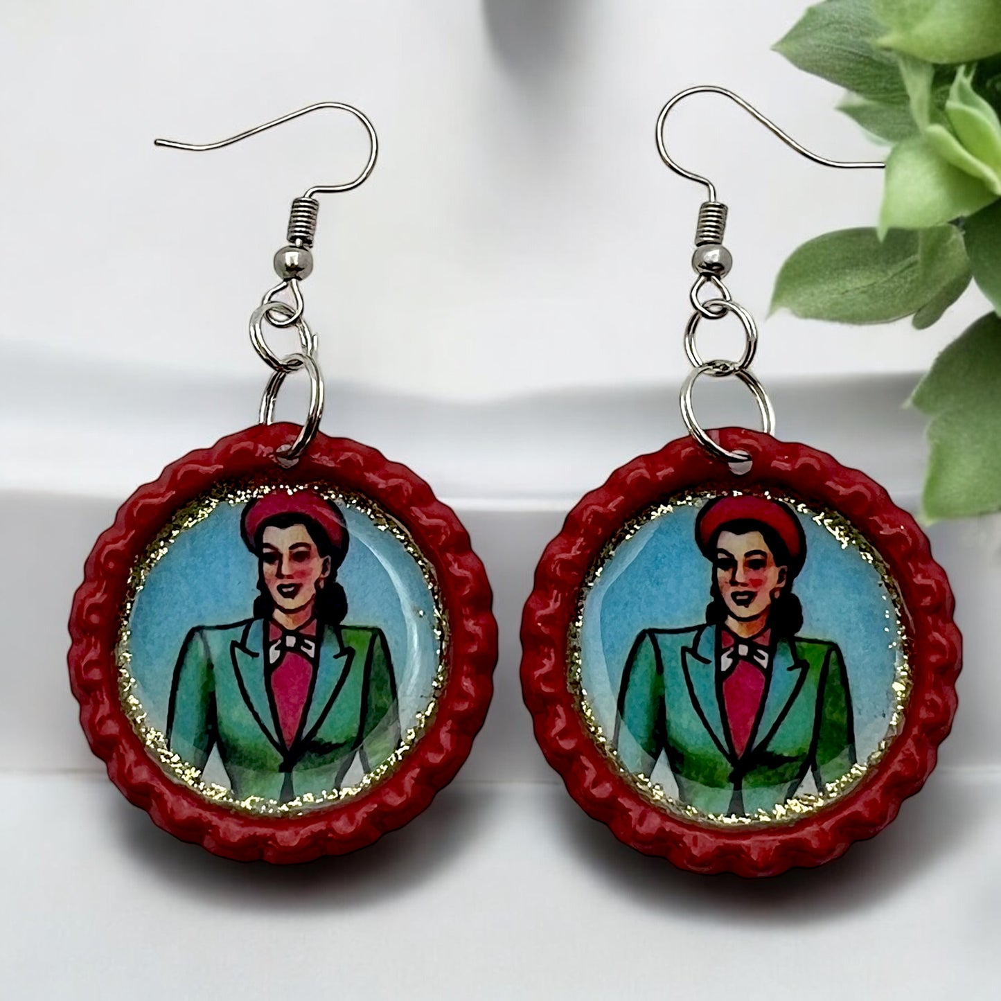 “La Dama” Bottle Cap Earrings