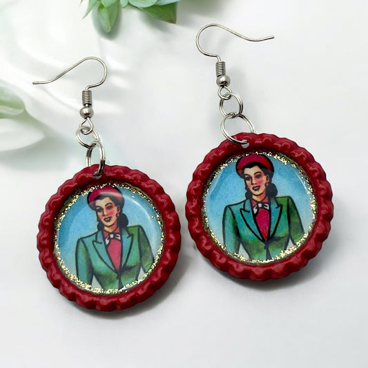“La Dama” Bottle Cap Earrings