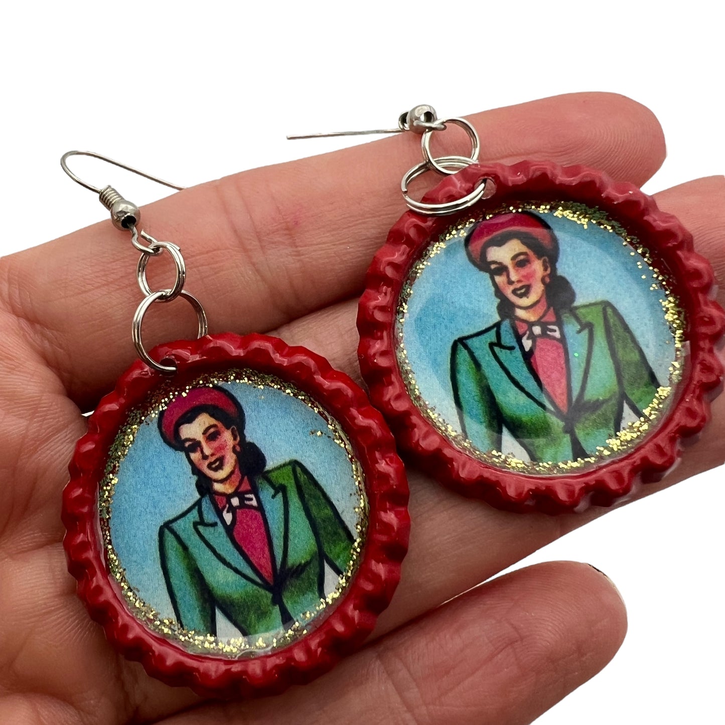 “La Dama” Bottle Cap Earrings