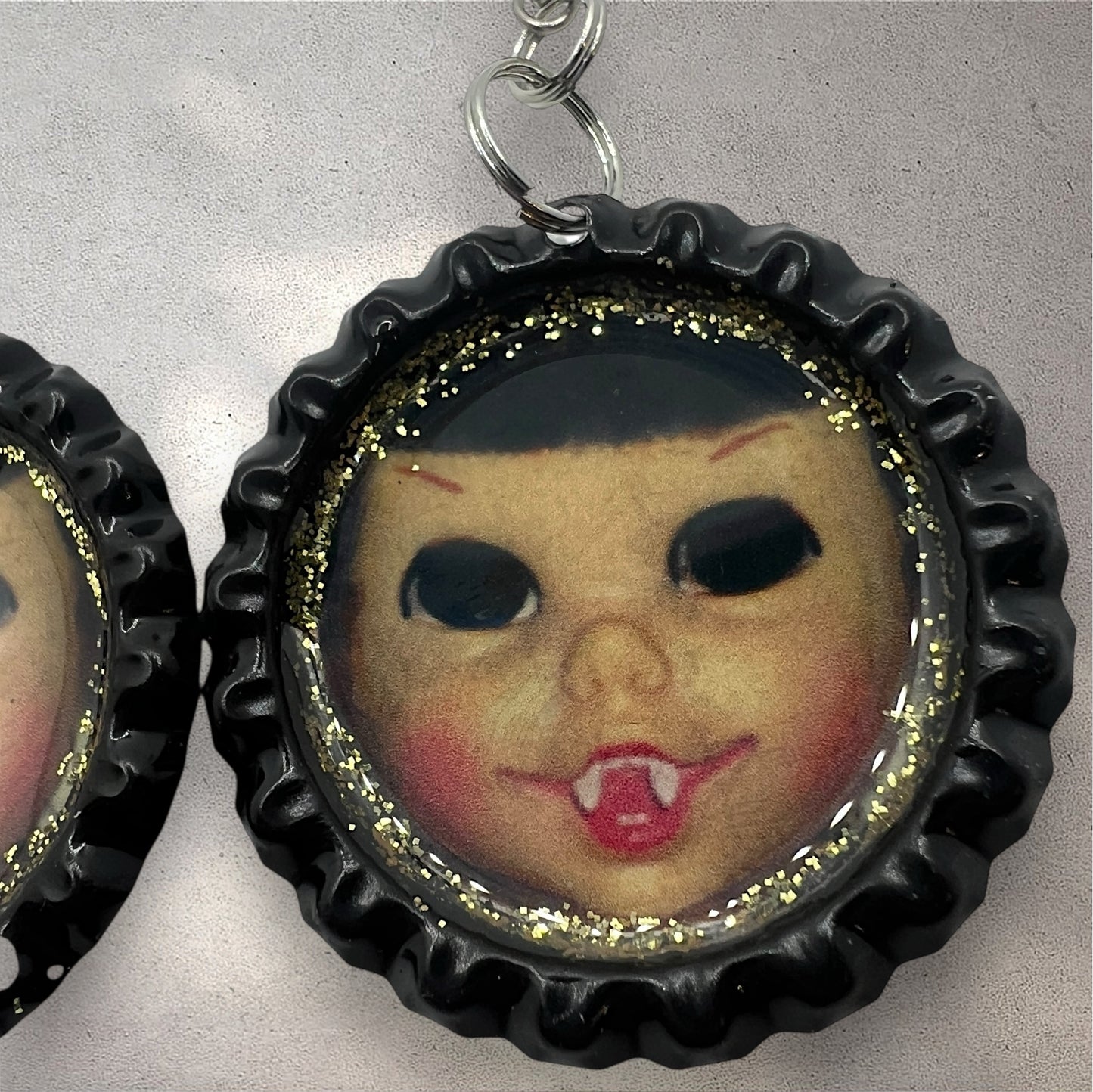 Vampire Girl Doll Face Earrings