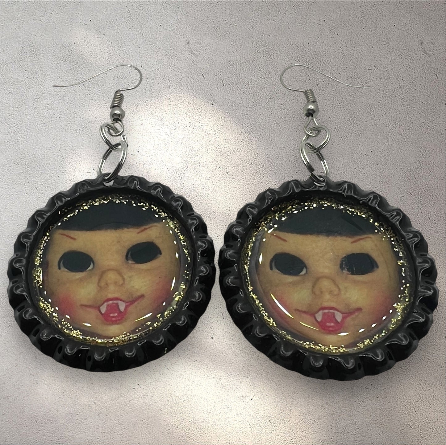 Vampire Girl Doll Face Earrings