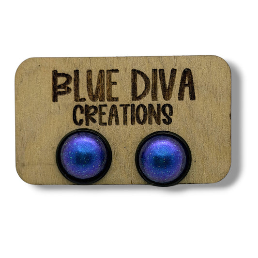 Blue Purple Galaxy Stud 12mm Earrings