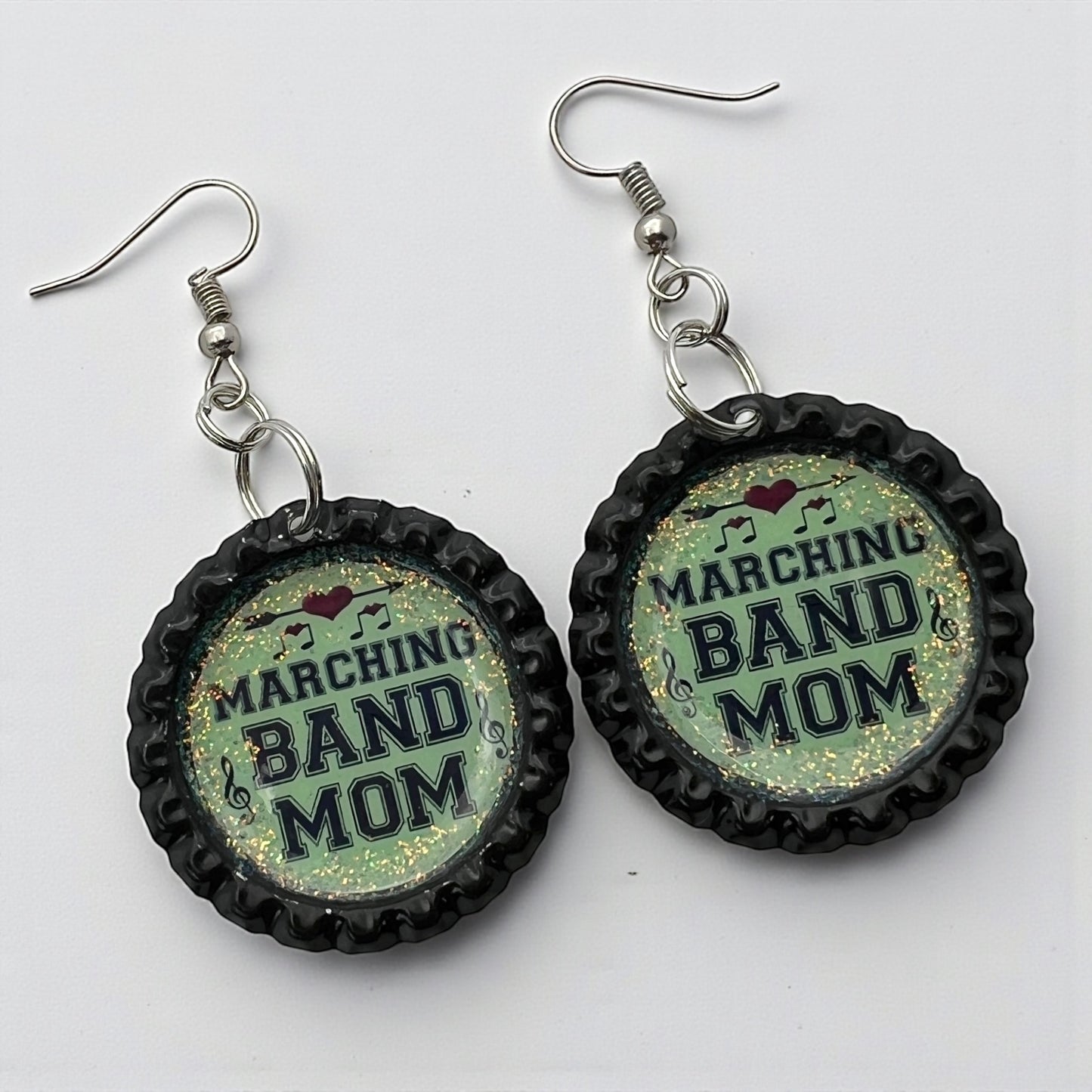 “Marching Band Mom” Bottle Cap Earrings