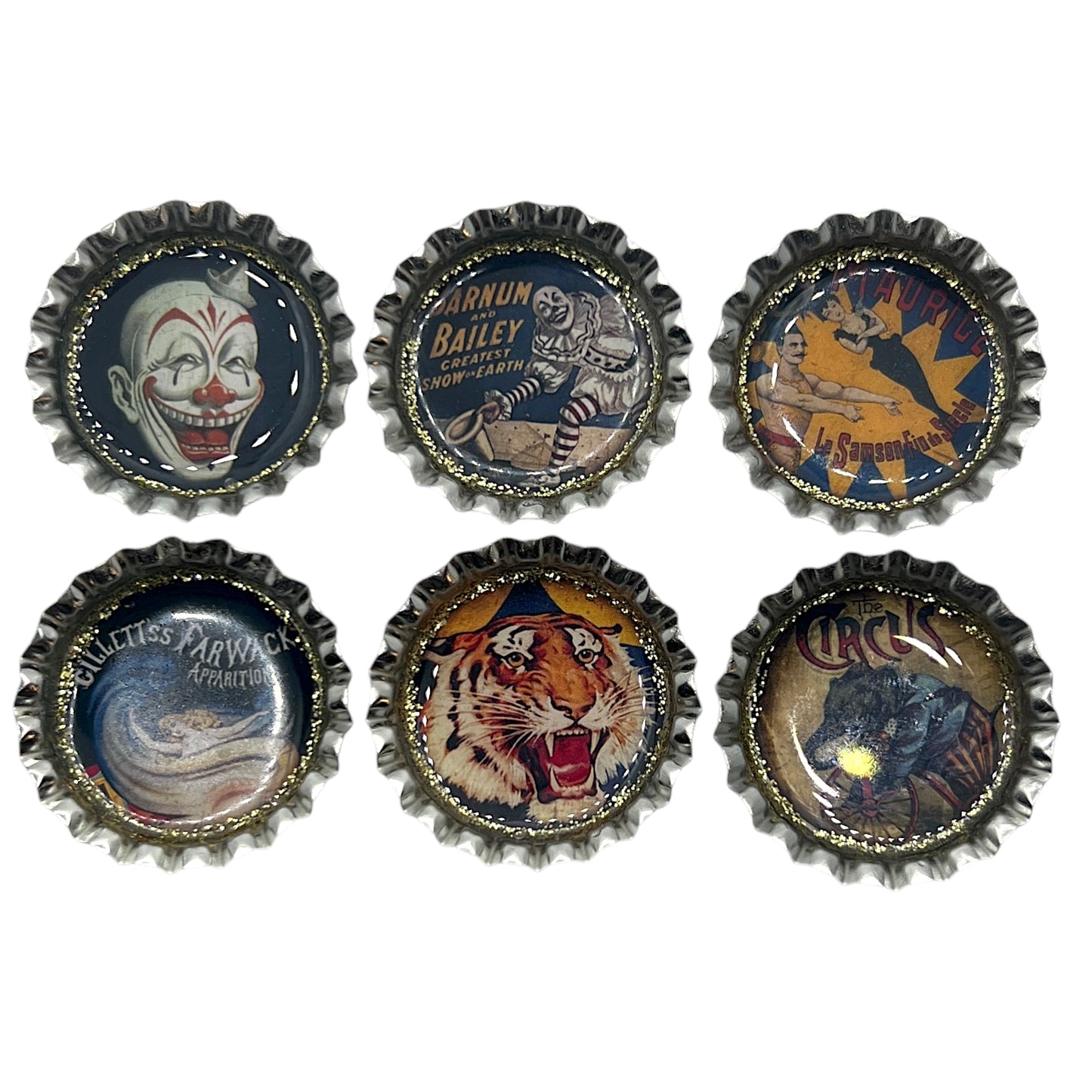 Vintage Circus Poster Bottle Cap Magnets