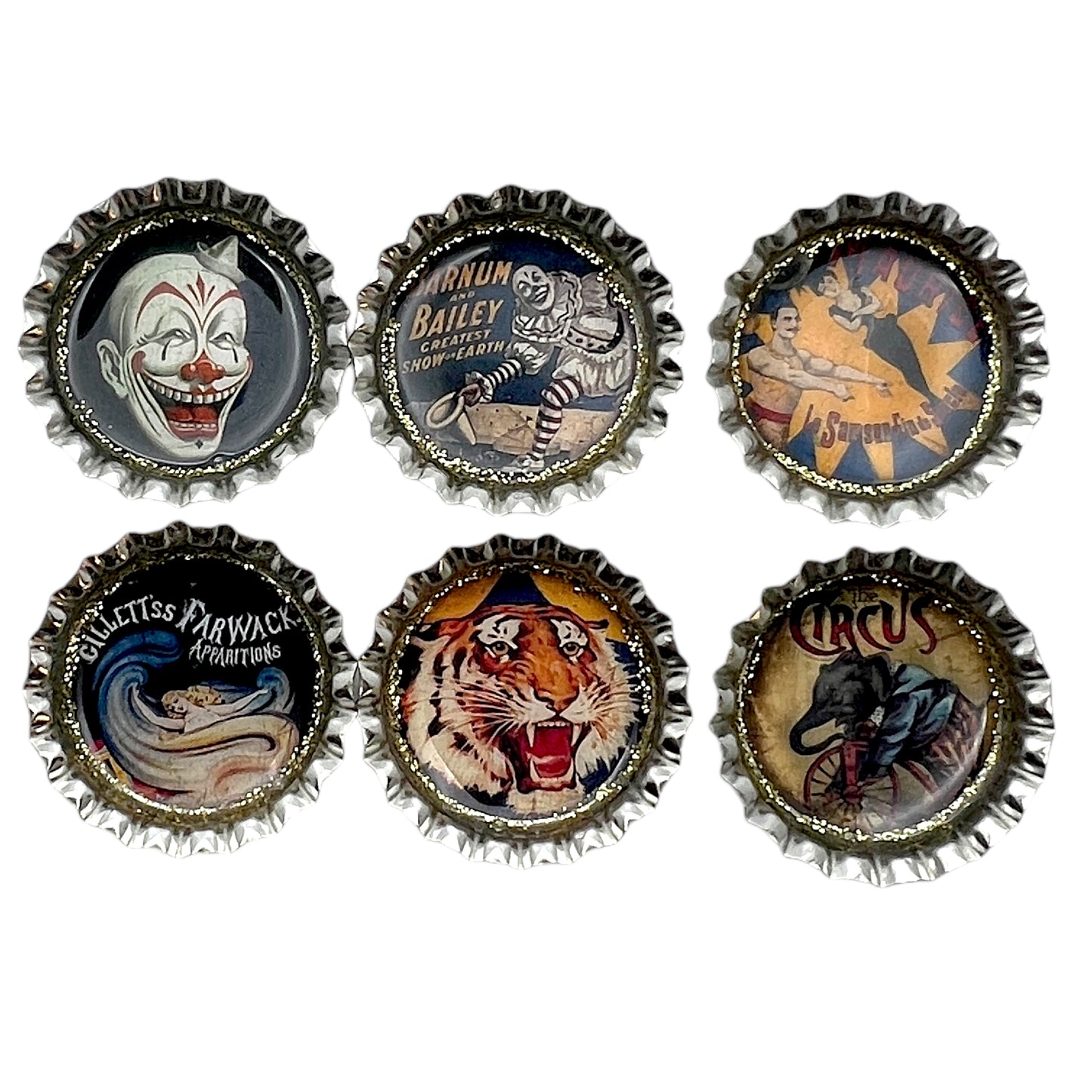 Vintage Circus Poster Bottle Cap Magnets