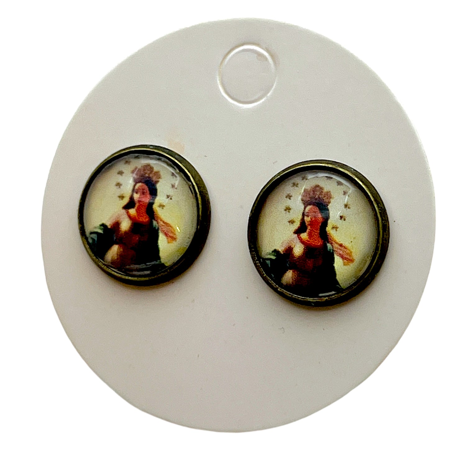 Virgen de Guadalupe Religious 12mm Earrings