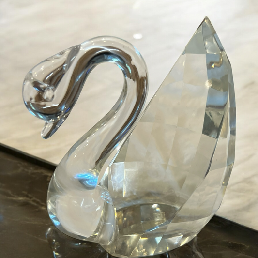 RARE Shannon By Godinger Lead Crystal Swan Sculpture Hand Faceted