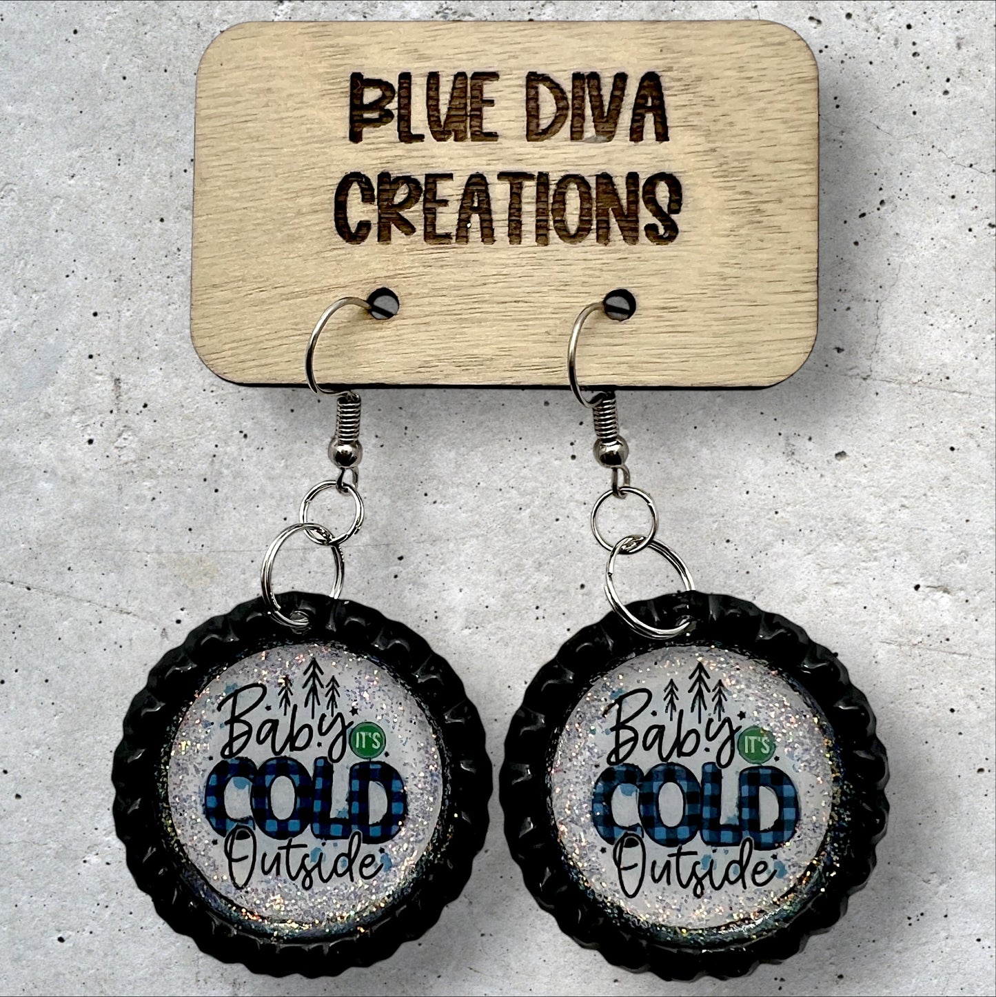 “Baby it’s Cold Outside” Bottle Cap Earrings